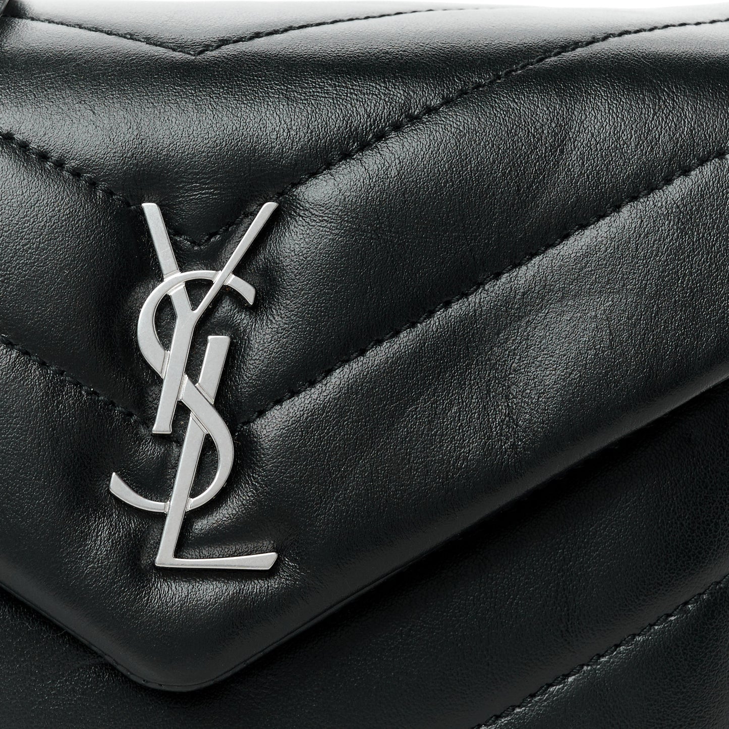 Calfskin Y Quilted Monogram Toy Loulou Crossbody Bag Black