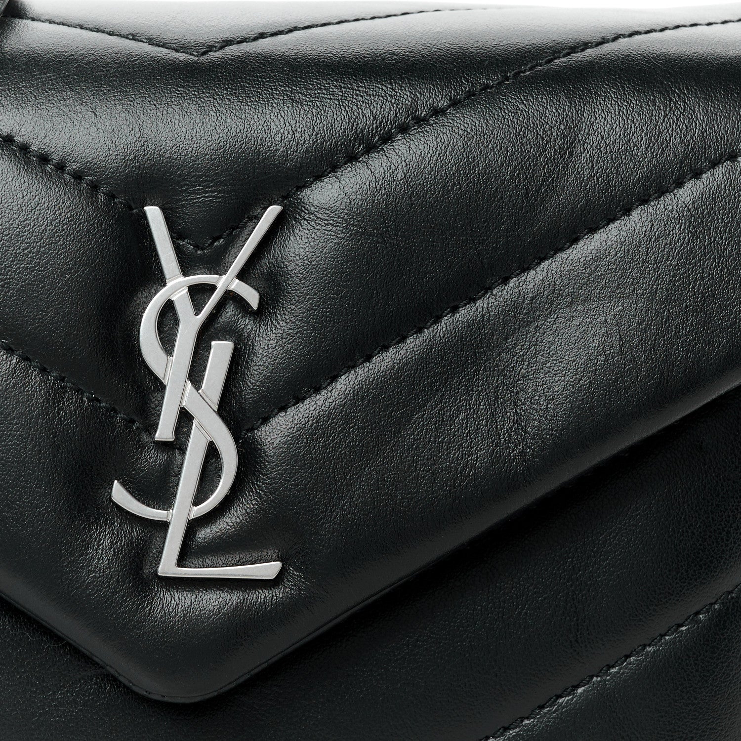 Saint Laurent Calfskin Y Quilted Monogram Toy Loulou Crossbody Bag Black 9 of 12