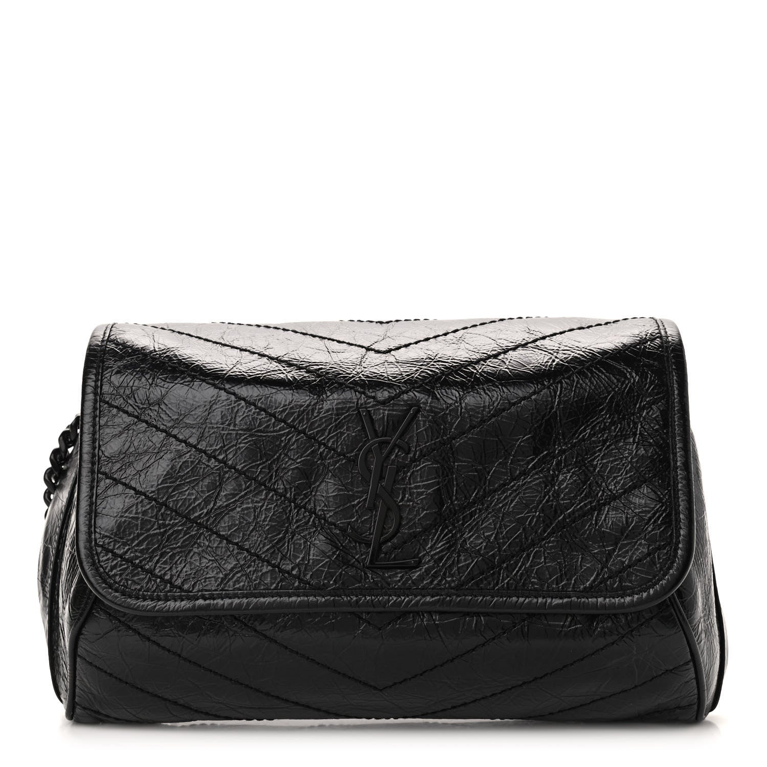 Saint Laurent Crinkled Calfskin Matelasse Monogram Niki Body Bag Black 1 of 9