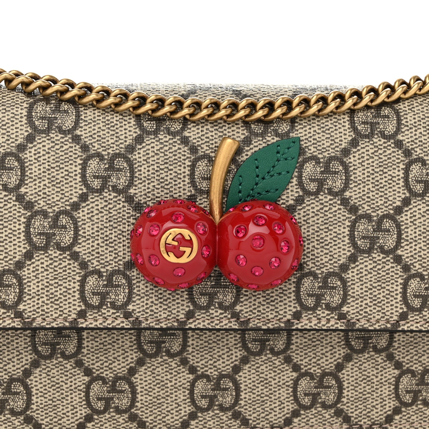 GG Supreme Monogram Mini Cherry Chain Bag