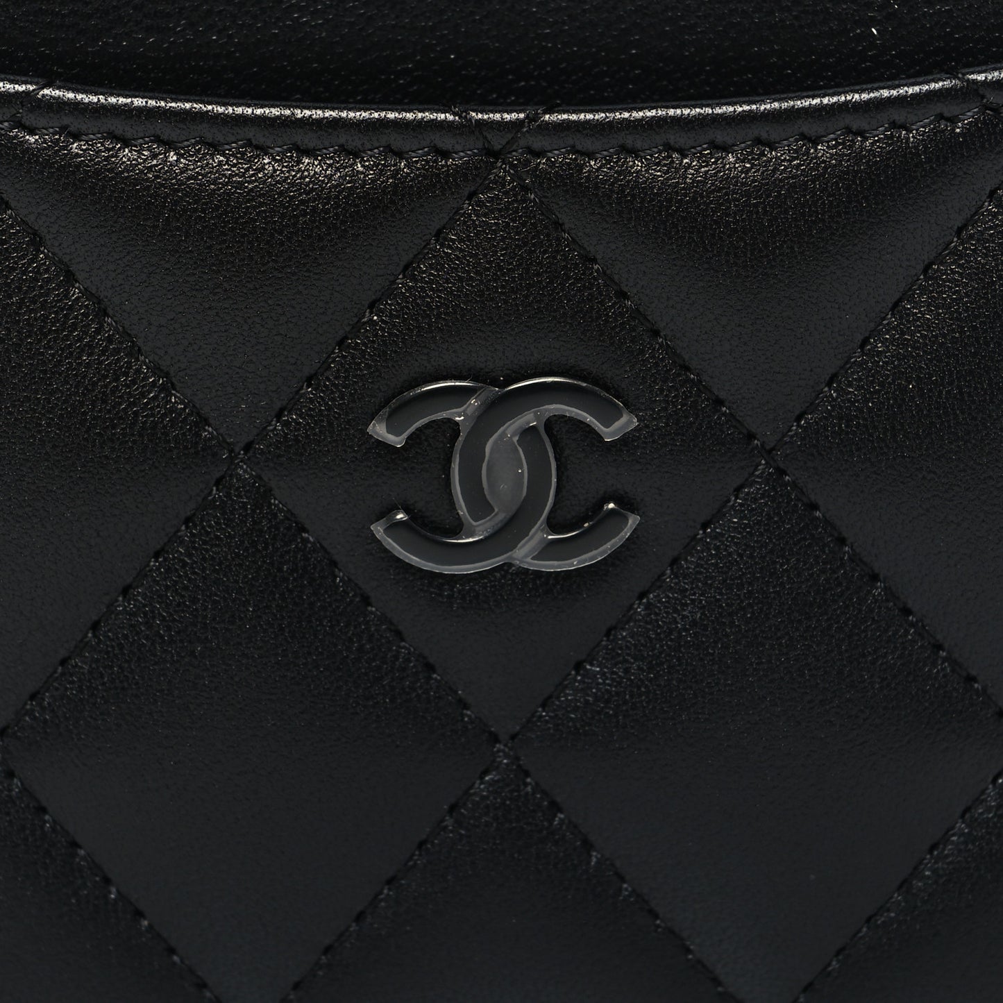 Lambskin Quilted Card Holder Black