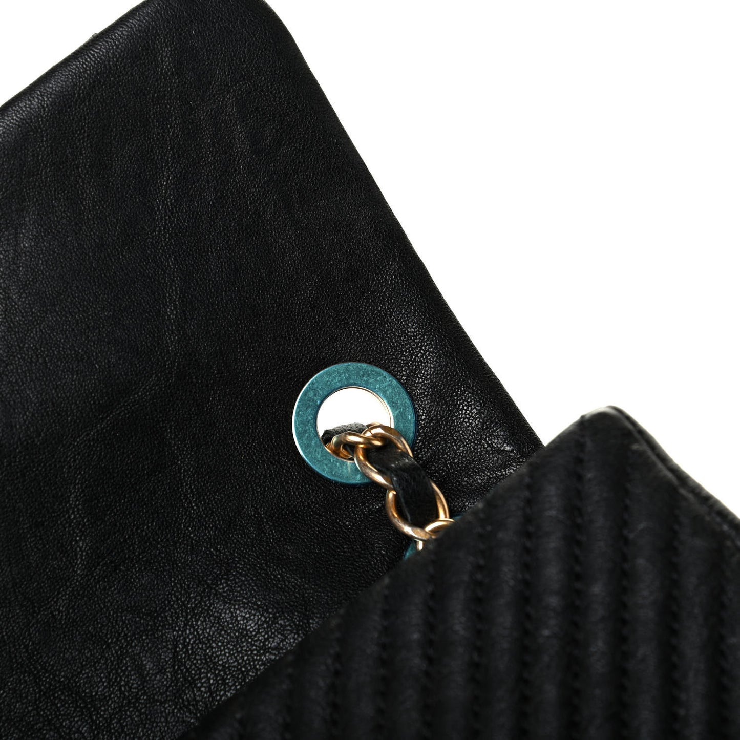 Calfskin Surpique Chevron Small Flap Black