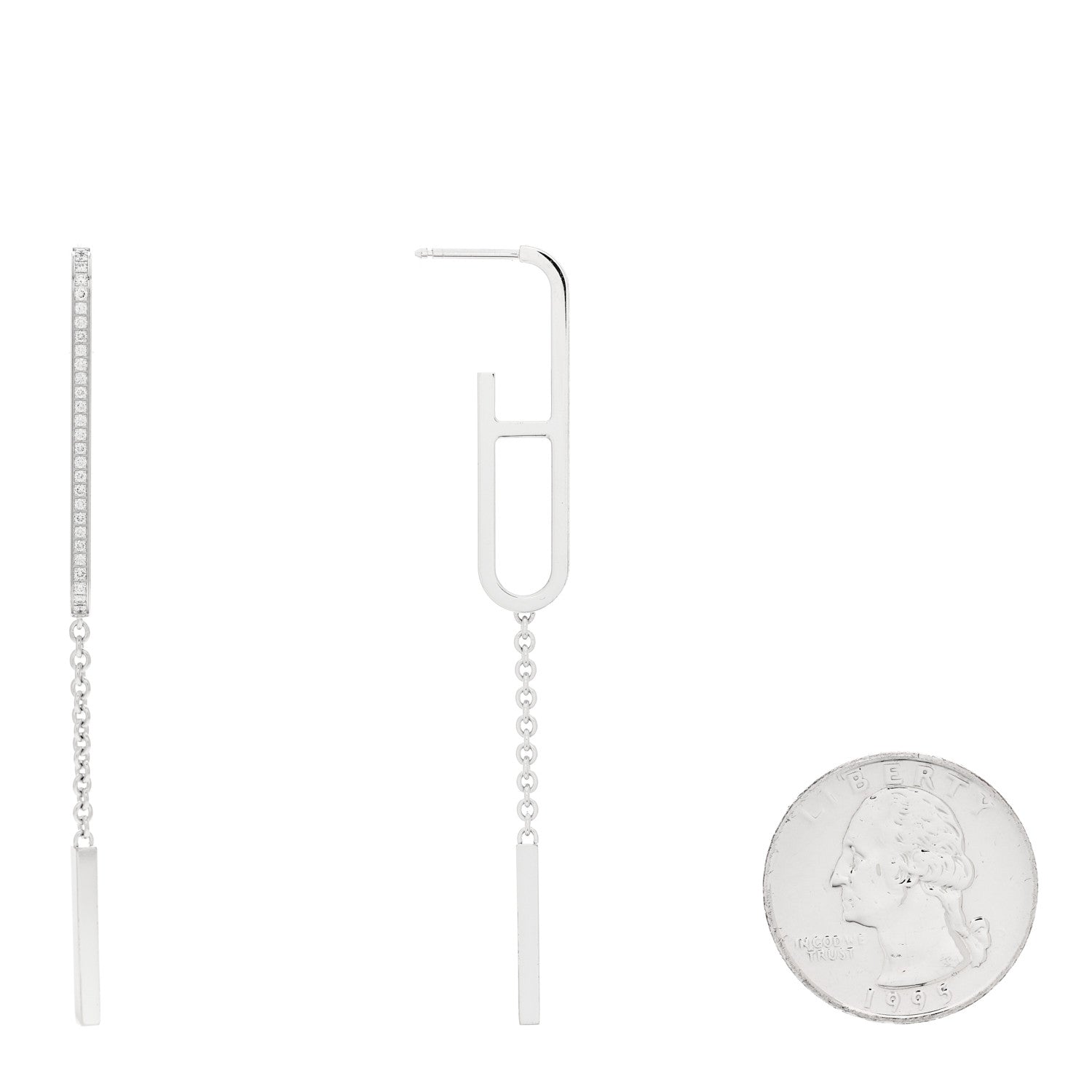 Hermes 18K White Gold Diamond Ever Chaine D'Ancre Enchainee Earrings 2 of 4