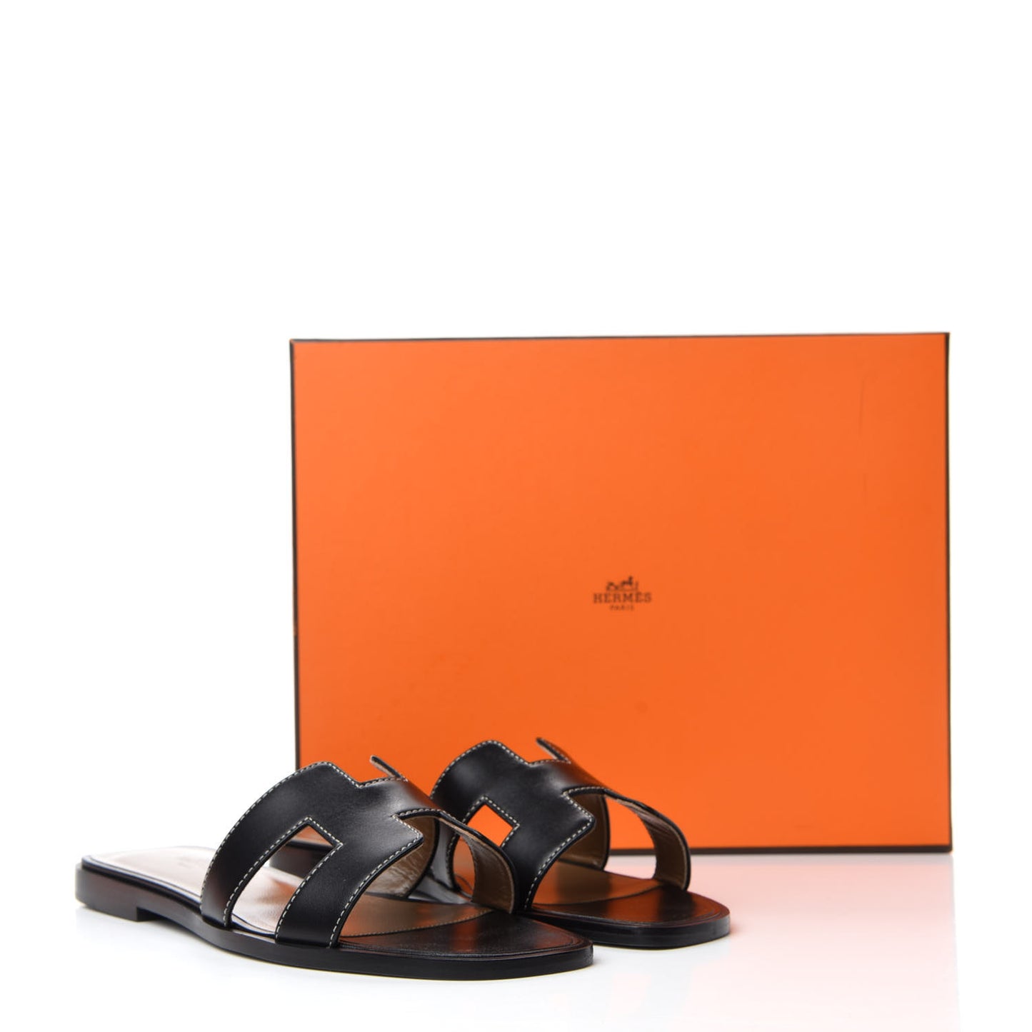 Box Calfskin Oran Sandals 37 Black