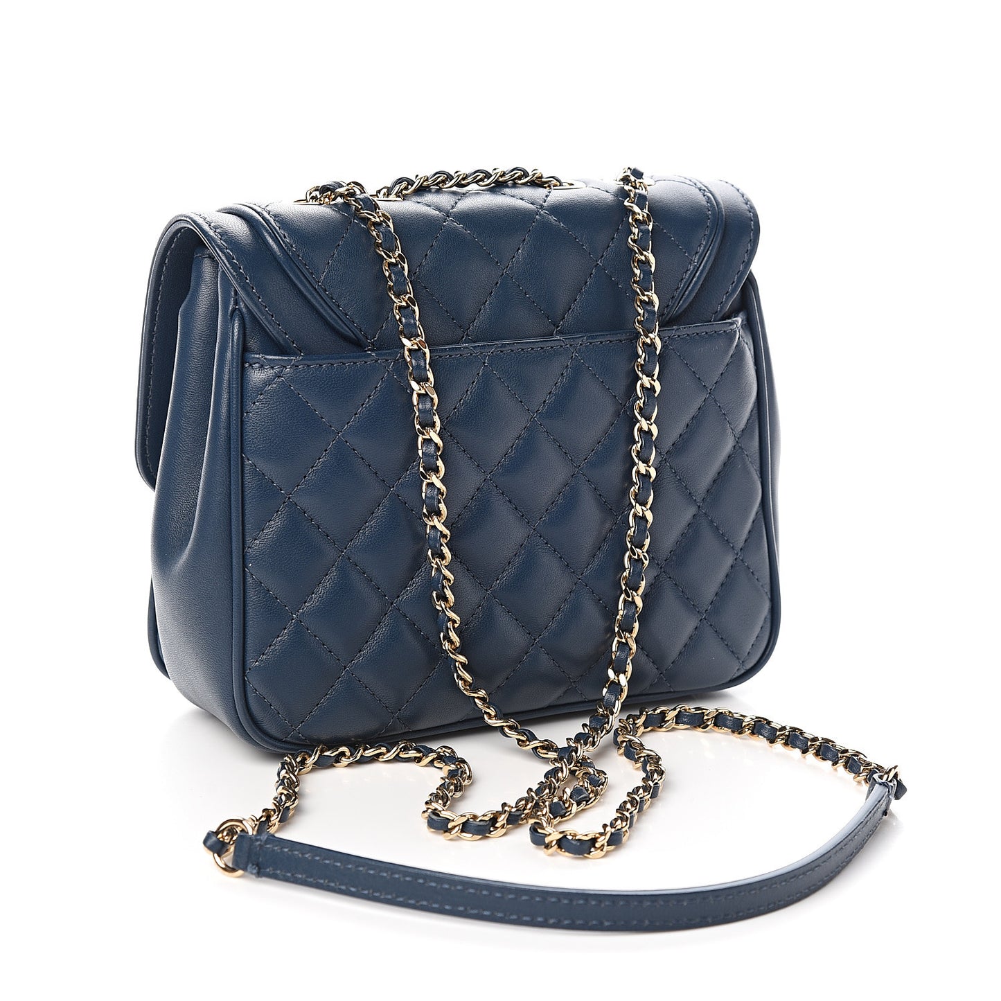 Lambskin Quilted Small Lovely Day Flap Dark Blue