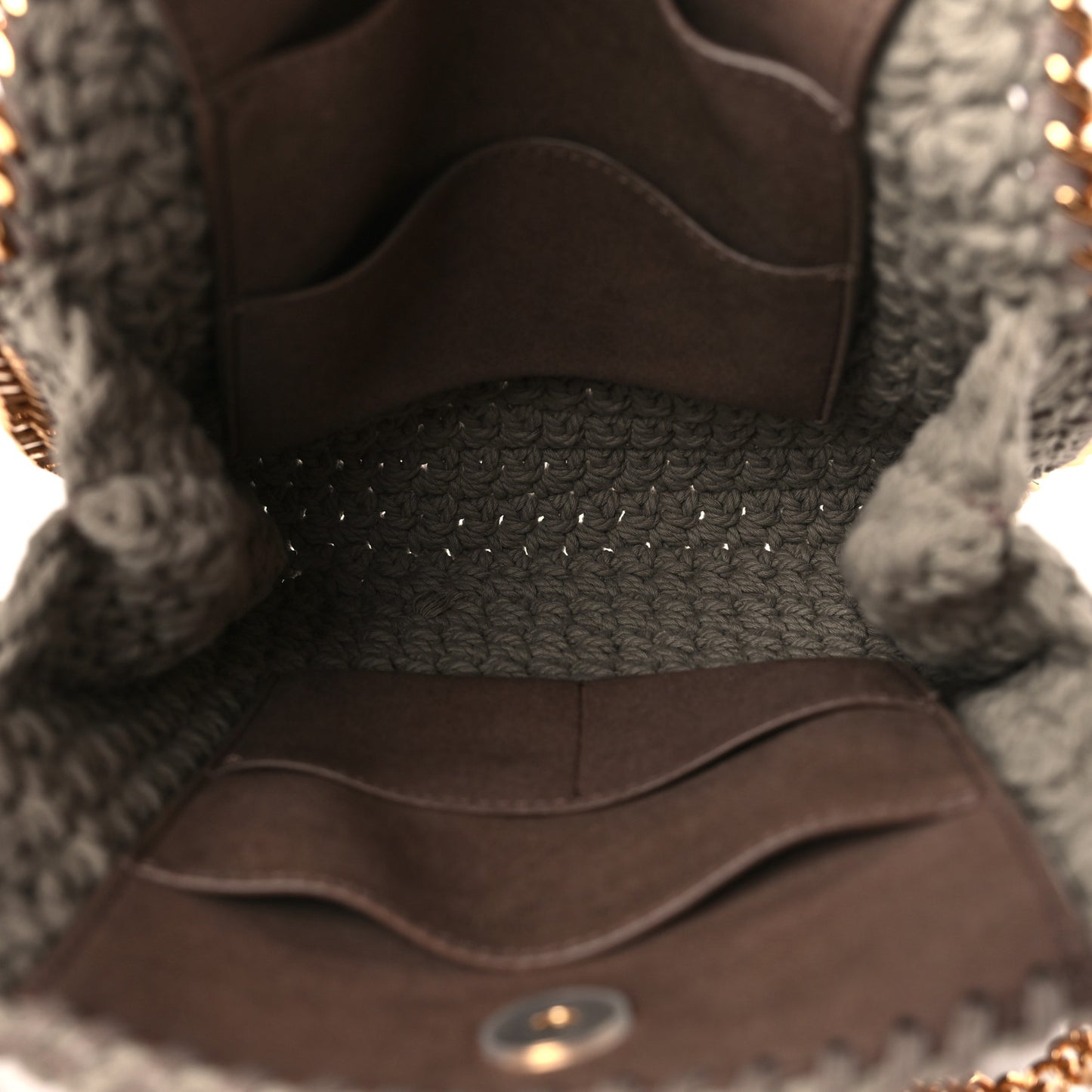 Cotton Crochet Mini Falabella Tote Taupe