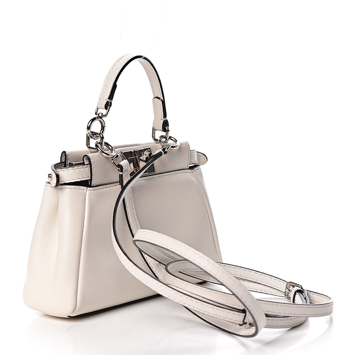 Shiny Nappa Micro Peekaboo Iconic Satchel White