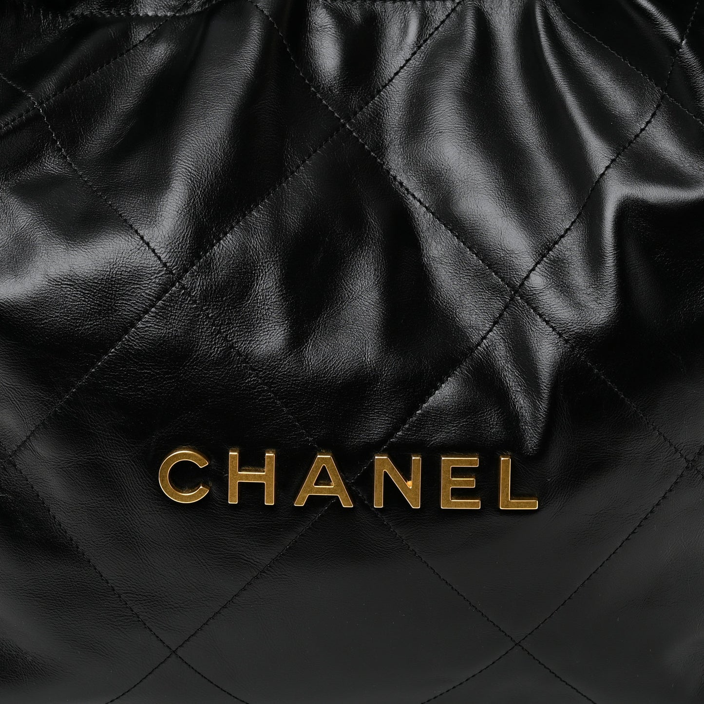 Shiny Calfskin Quilted Small Chanel 22 Black