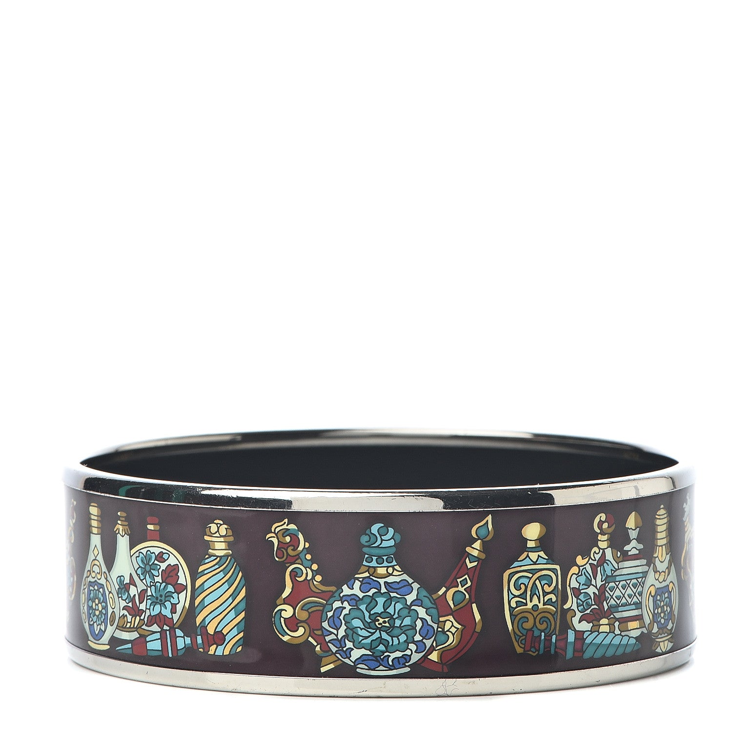 Hermes Enamel Printed Wide Qu' Importe Le Falcon Bracelet 65 1 of 5