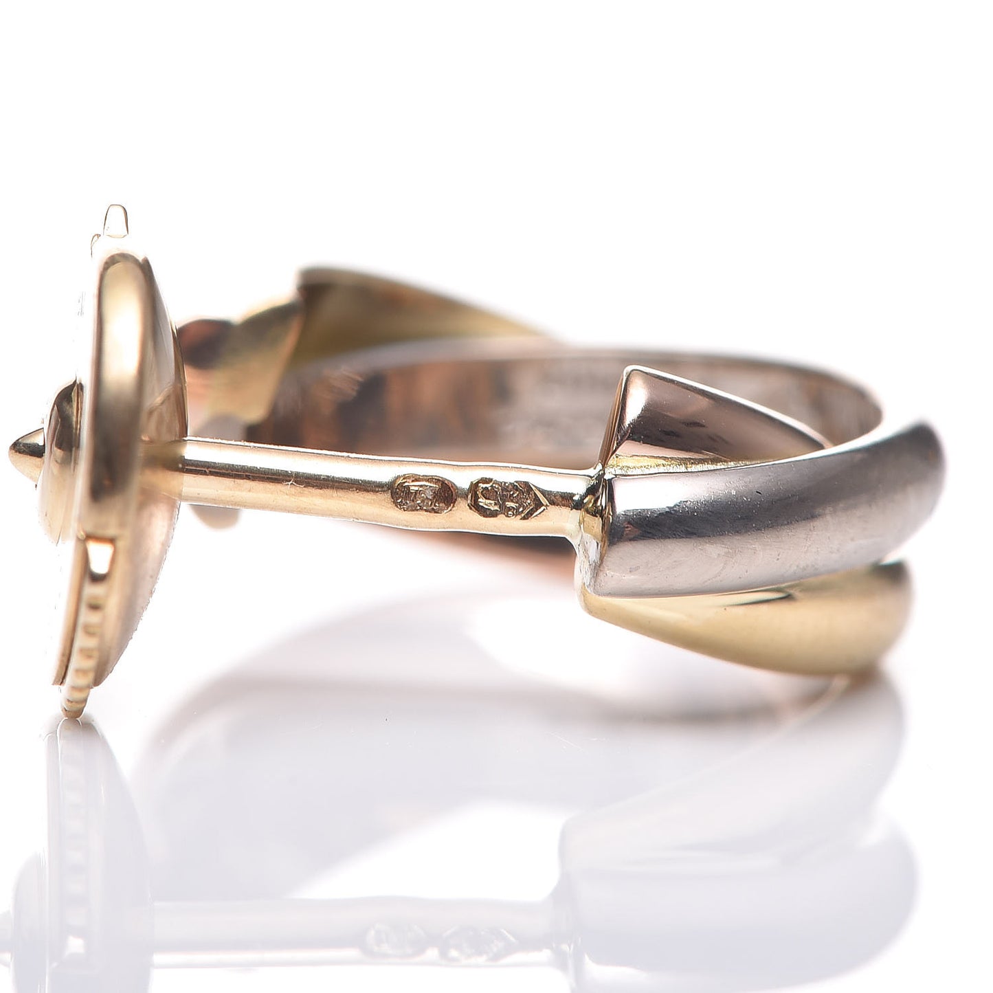 18K Pink Yellow White Gold 13mm Trinity Hoop Earrings