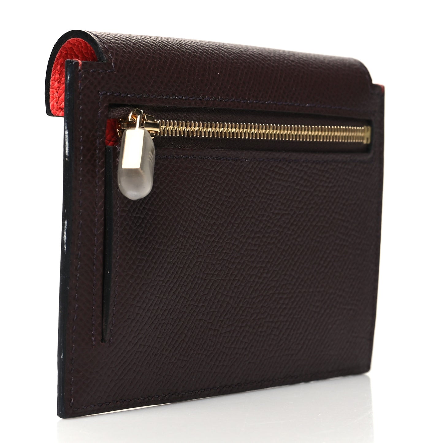 Epsom Tricolor Kelly Pocket Compact Wallet Rouge Venetian Rouge Sellier Rose Texas