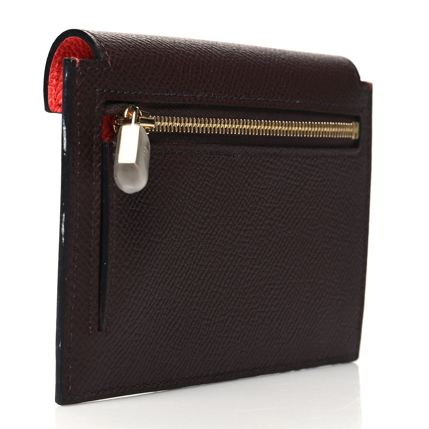 Hermes Epsom Tricolor Kelly Pocket Compact Wallet Rouge Venetian Rouge Sellier Rose Texas 3 of 9