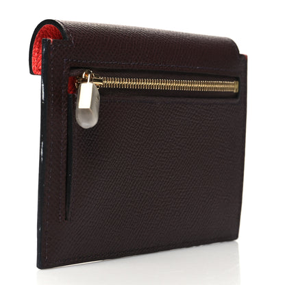 Hermes Epsom Tricolor Kelly Pocket Compact Wallet Rouge Venetian Rouge Sellier Rose Texas 3 of 9