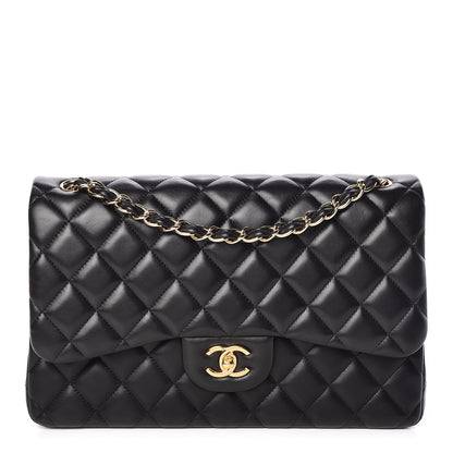 Chanel Lambskin Quilted Jumbo Double Flap Black 1 of 11