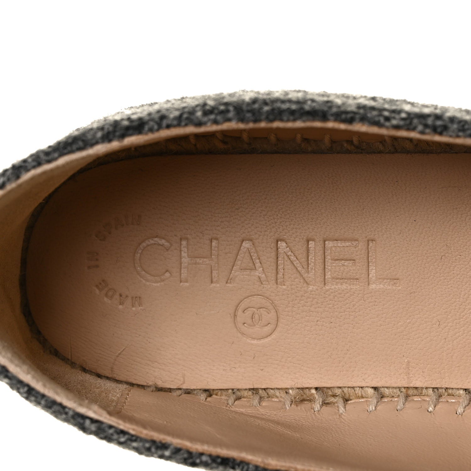 Chanel Tweed Velvet CC Espadrilles 37 Grey Black 7 of 9
