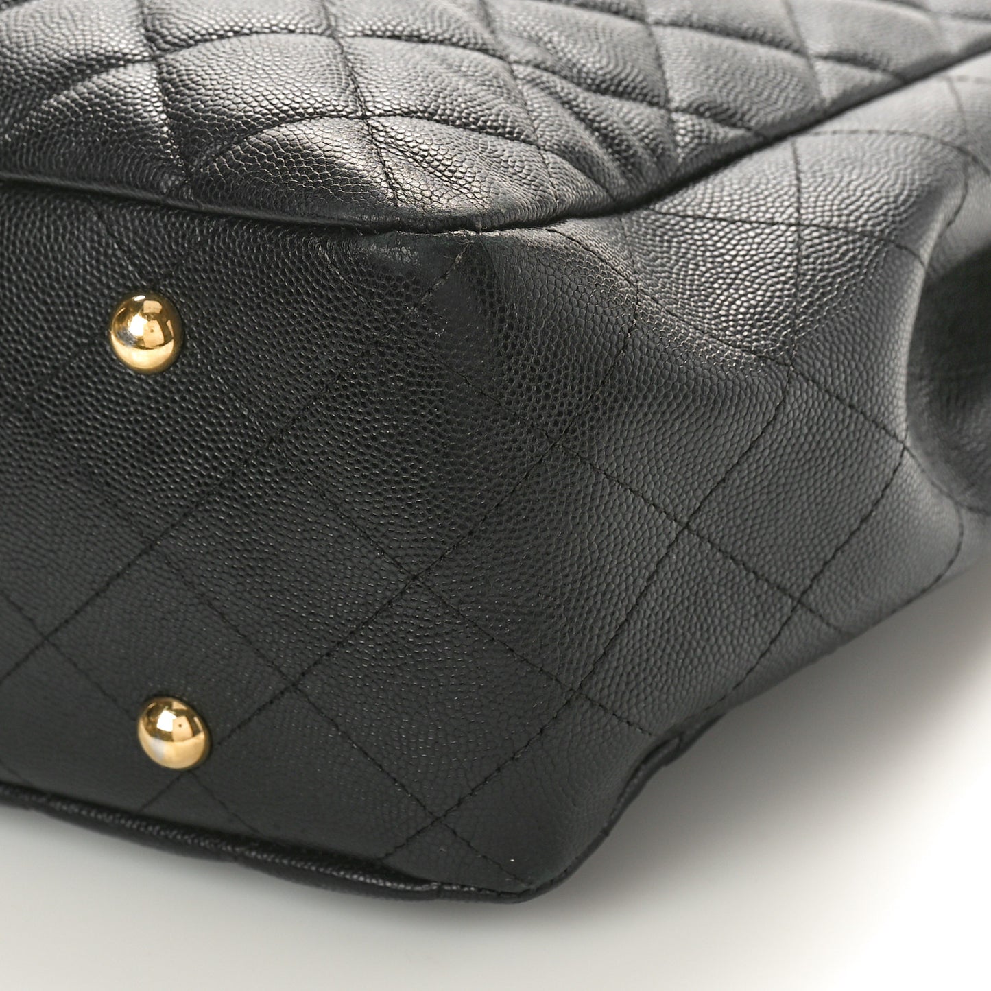 Caviar Quilted Large Shopping Tote Black