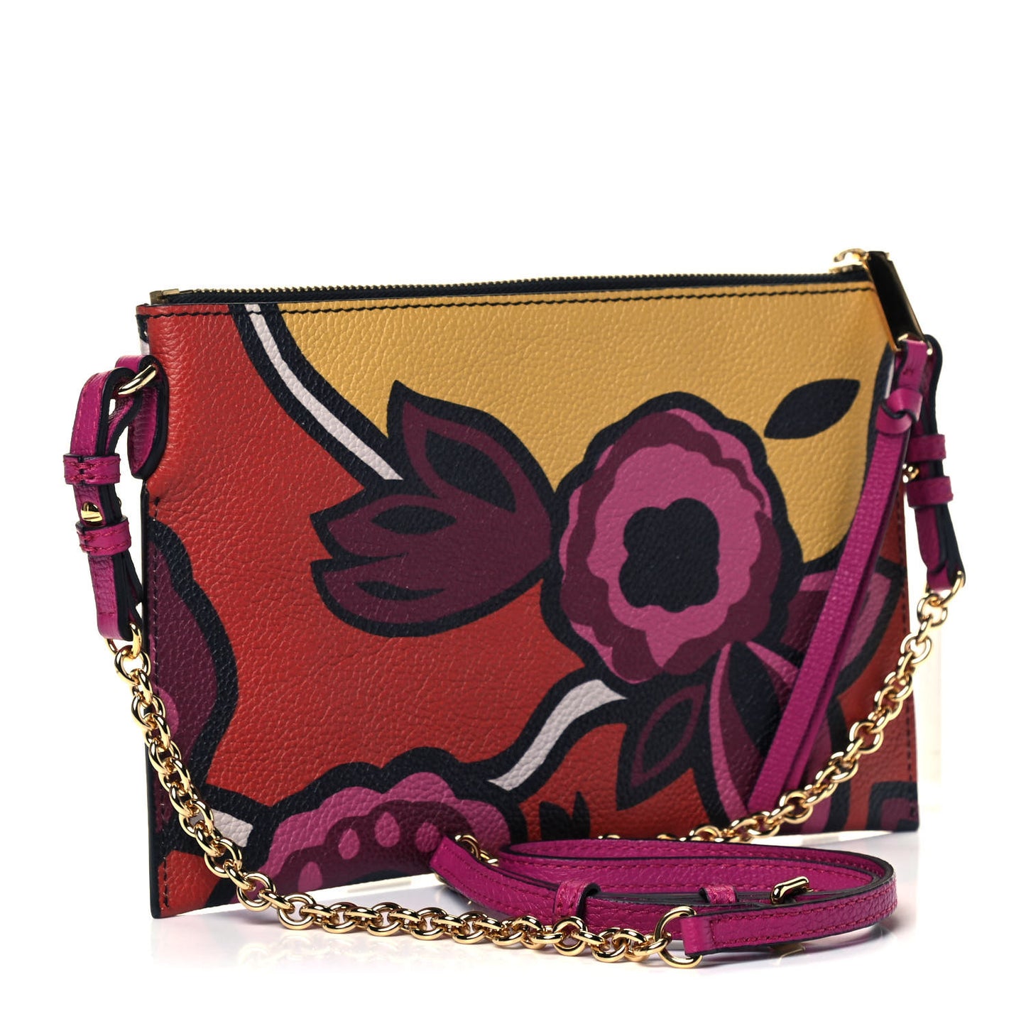 Grained Calfskin Runway Peyton Wristlet Vibrant Orange