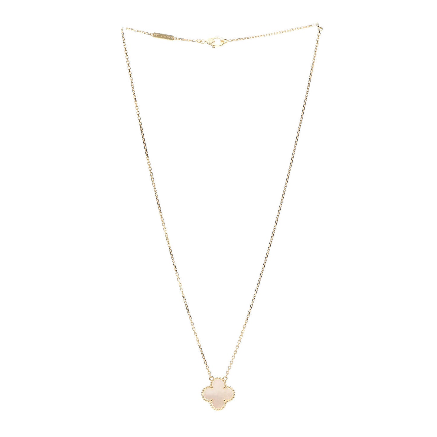18K Yellow Gold Mother of Pearl Vintage Alhambra Pendant Necklace