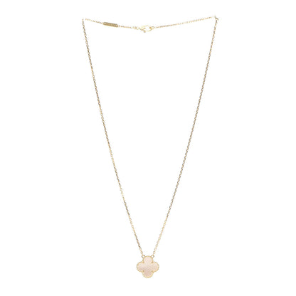 Van Cleef & Arpels 18K Yellow Gold Mother of Pearl Vintage Alhambra Pendant Necklace 3 of 7