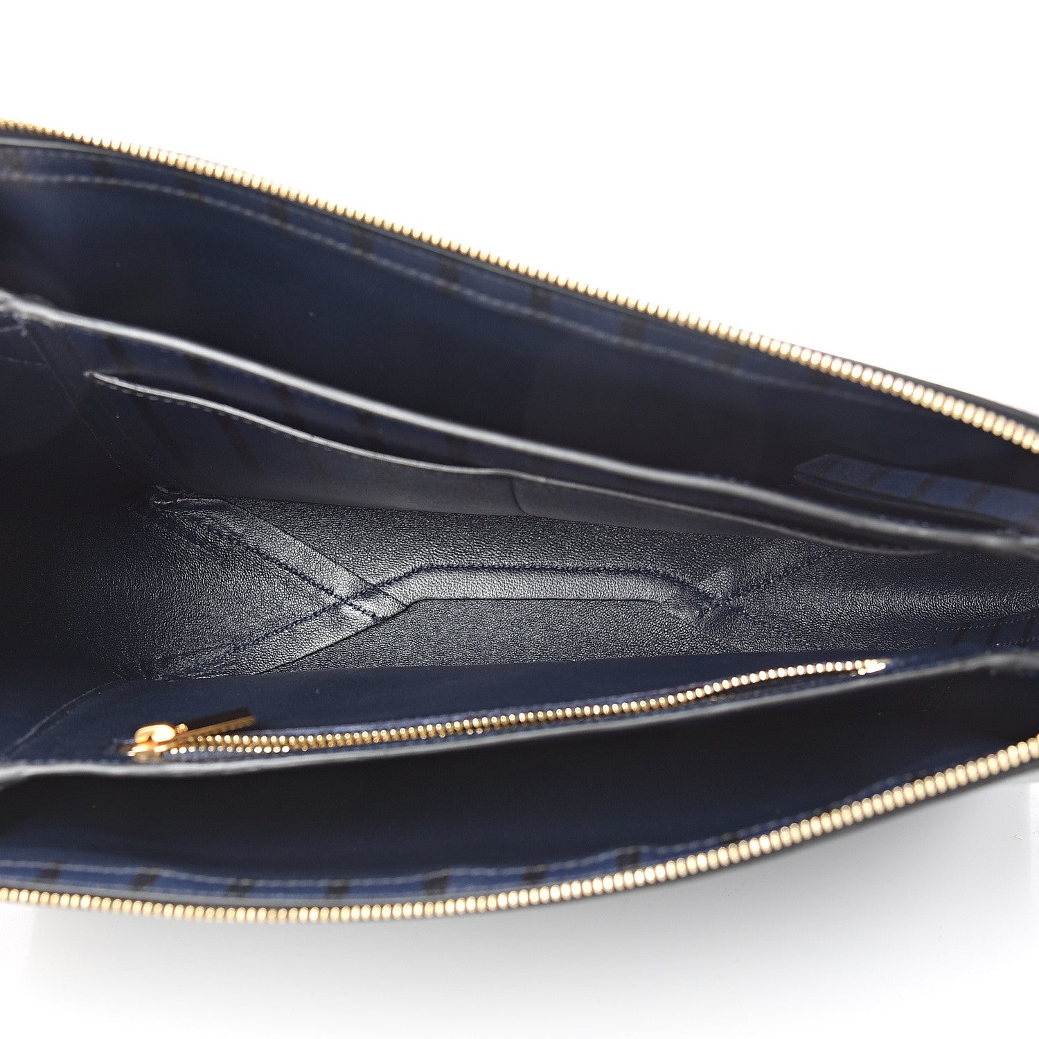 Celine Grained Calfskin Striped Tri-Fold Clutch Midnight 4 of 9