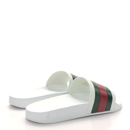 Gucci Rubber Web Mens Pool Slide Sandals 10 Great White 4 of 8