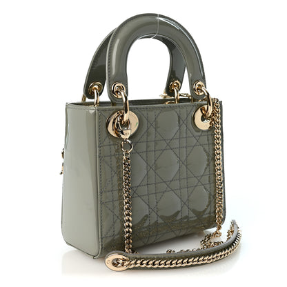 Christian Dior Patent Cannage Mini Lady Dior Grey Stone 3 of 10