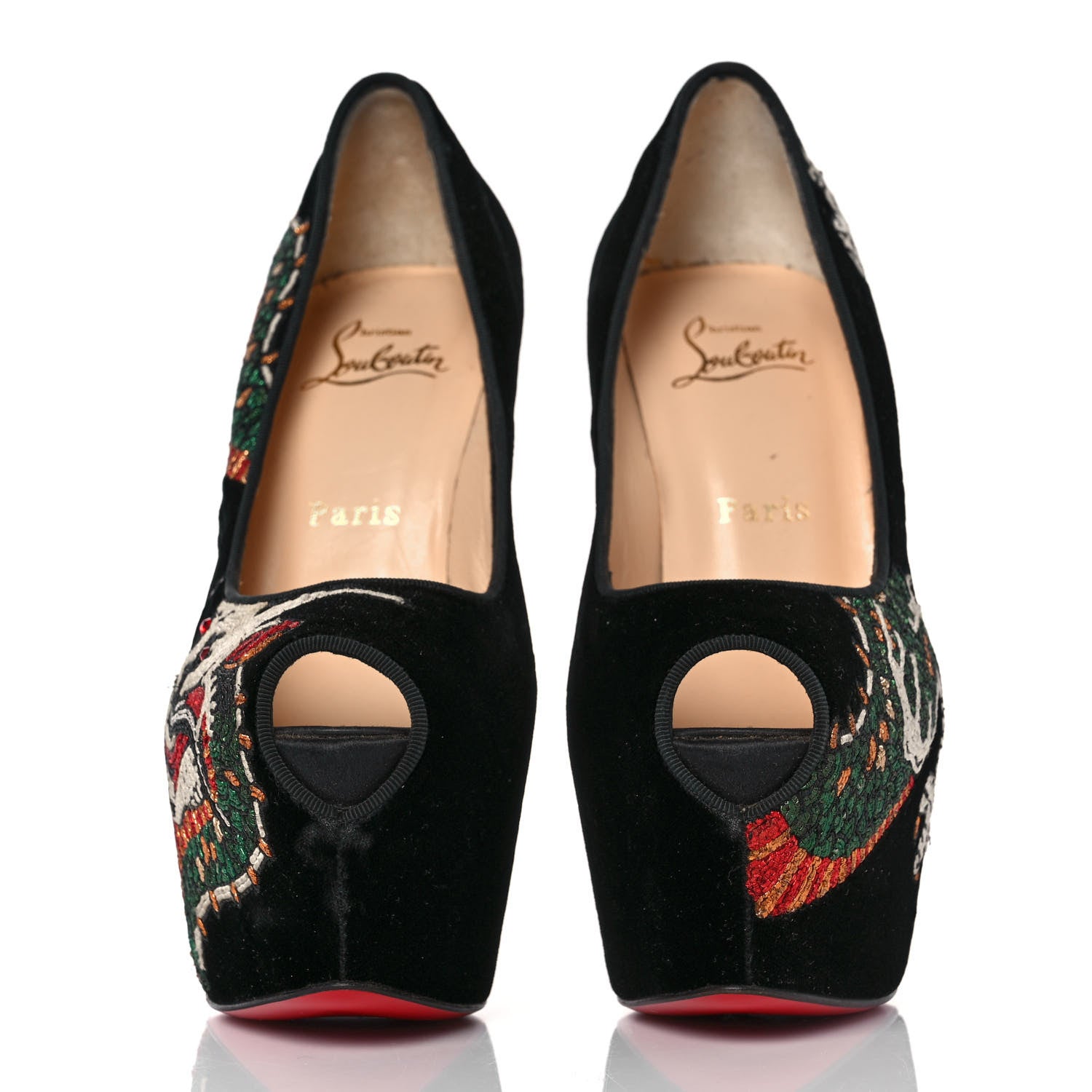 Christian Louboutin Velvet Dragon Tattoo Highness 160 Pumps 37 Black 2 of 7