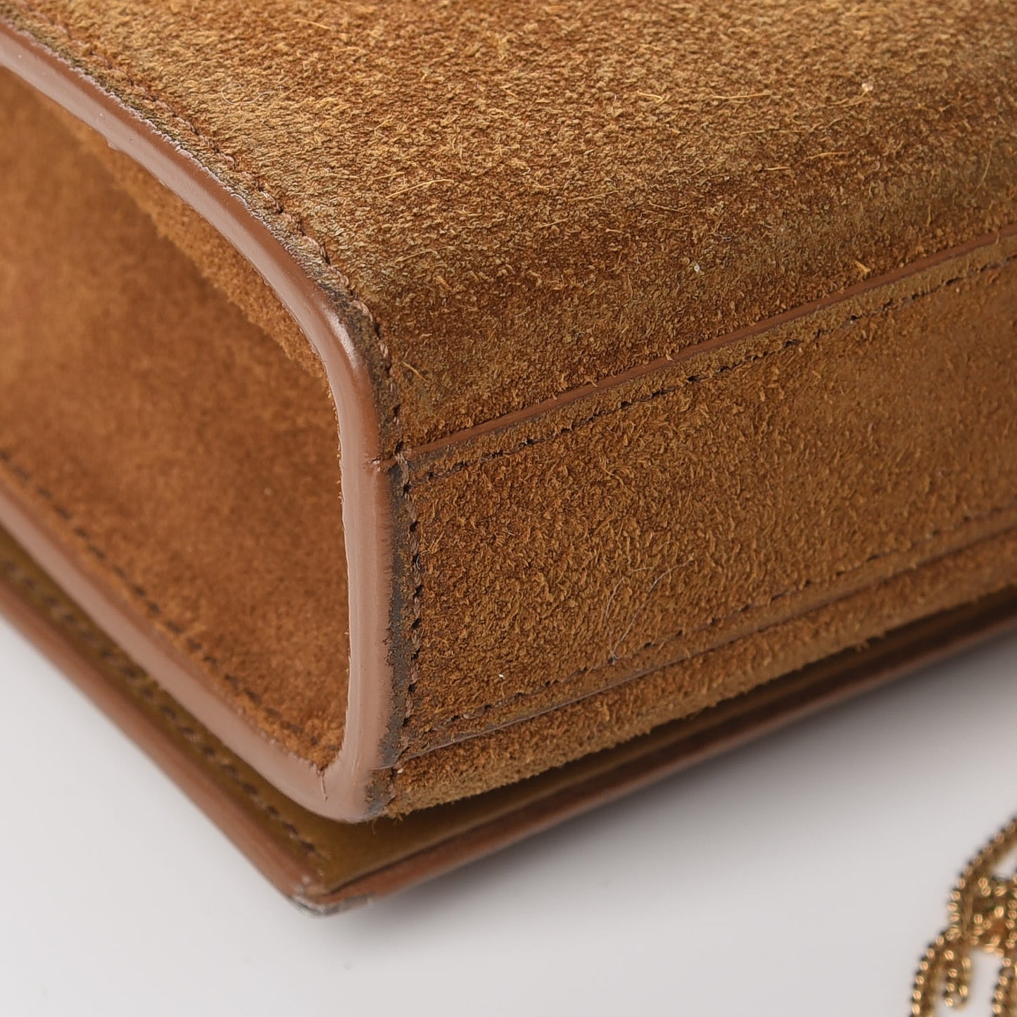 Suede Small Classic Monogram Kate Tassel Satchel Light Ochre