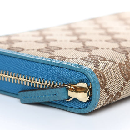Gucci Monogram Dollar Calfskin Zip Around Wallet Beige Ebony Deep Cobalt 8 of 10