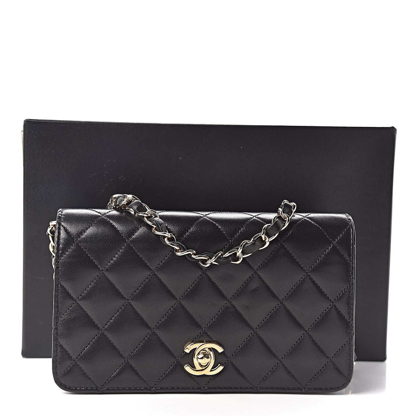 Lambskin Quilted Small Single Flap Black