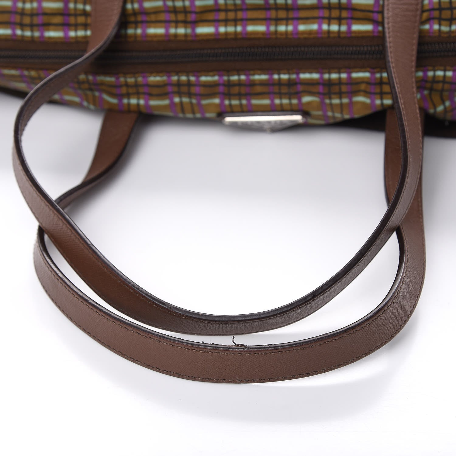 Prada Tessuto Stampato Nylon Saffiano Check Print Tote Viola 13 of 15