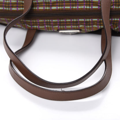 Prada Tessuto Stampato Nylon Saffiano Check Print Tote Viola 13 of 15