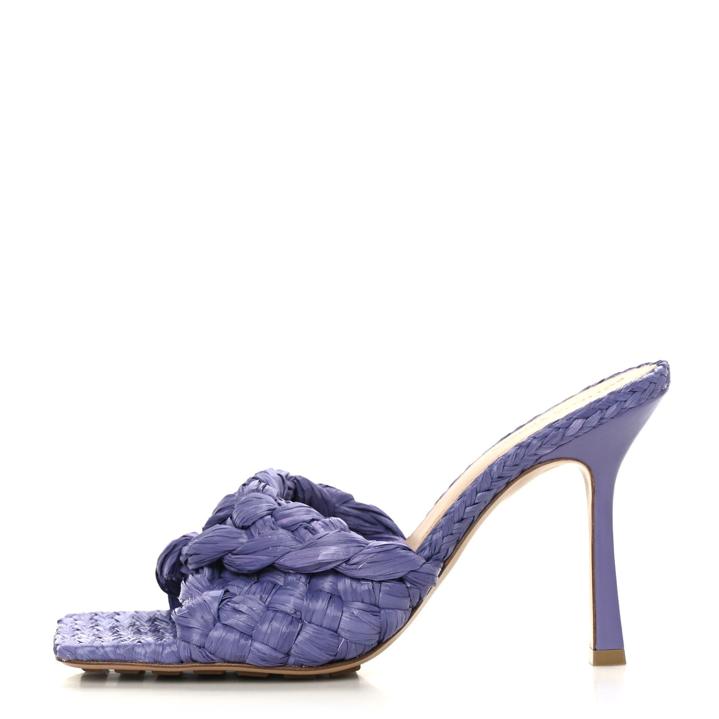 Raffia Twisted Intrecciato Stretch Mule Sandals 39 Lavender