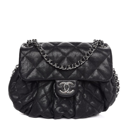 Chanel Washed Lambskin Quilted Medium Chain Around Messenger Black 2 of 7
