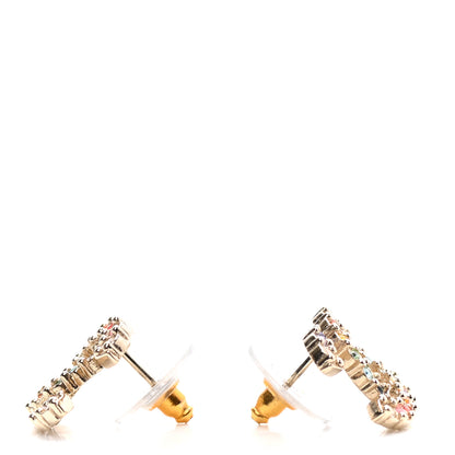 Chanel Crystal Over The Rainbow CC Earrings Gold Multicolor 3 of 4