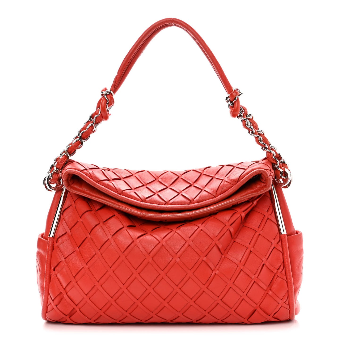 Lambskin Woven Medium Ultimate Soft Sombrero Hobo Red
