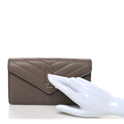 Saint Laurent Lambskin Y Quilted Monogram Large Loulou Flap Wallet Mink 2 of 7