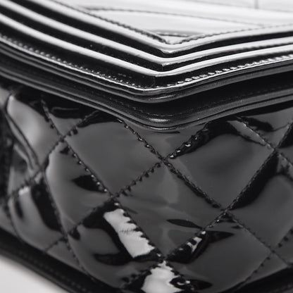 Chanel Patent Chevron Quilted New Medium Boy Flap Black 8 of 11