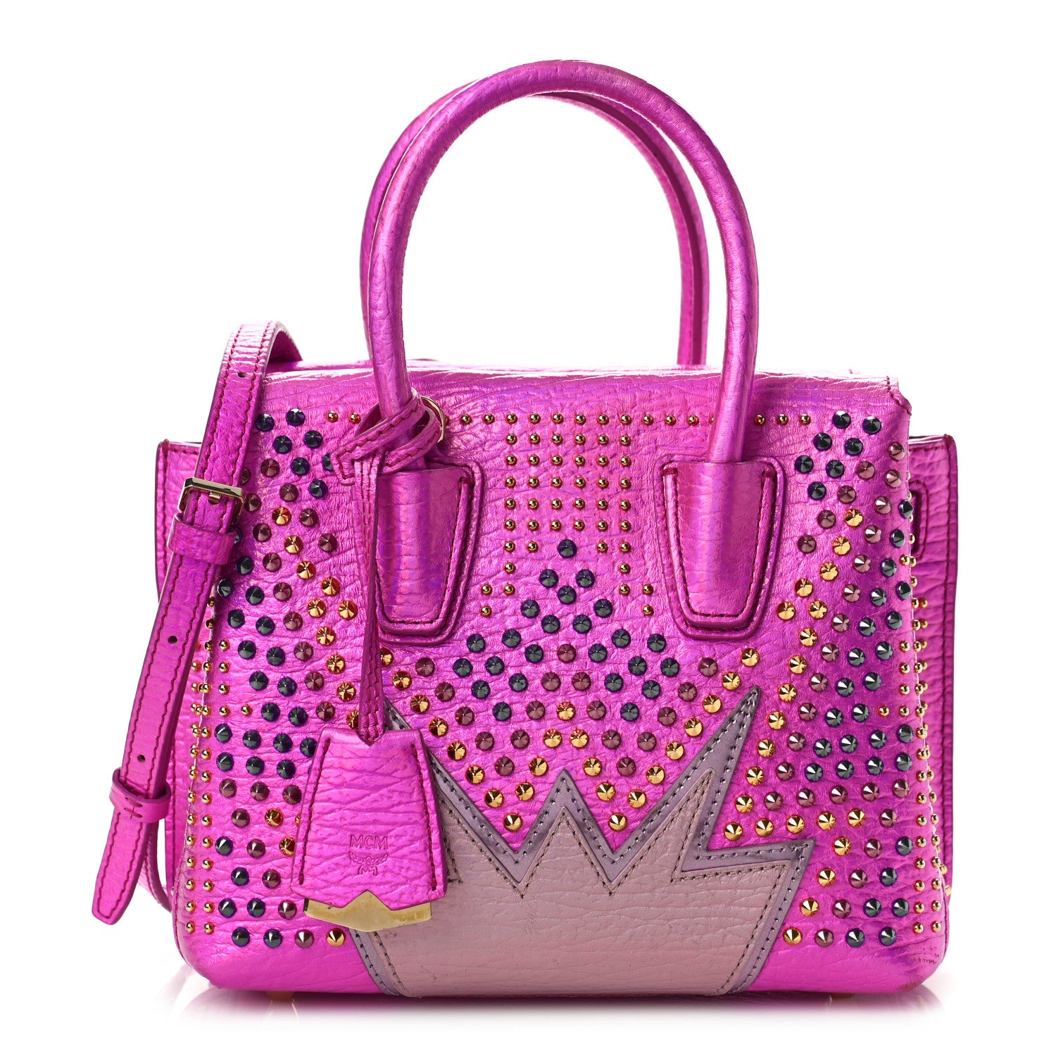 MCM Metallic Calfskin Cyber Studs Mini Milla Tote Electric Pink 1 of 9