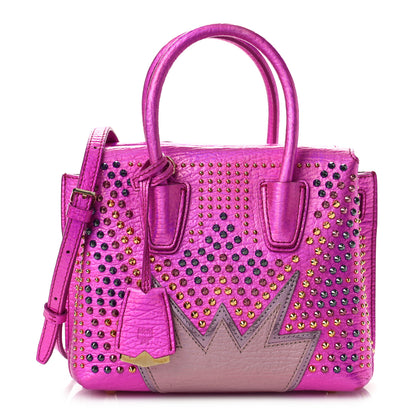 MCM Metallic Calfskin Cyber Studs Mini Milla Tote Electric Pink 1 of 9
