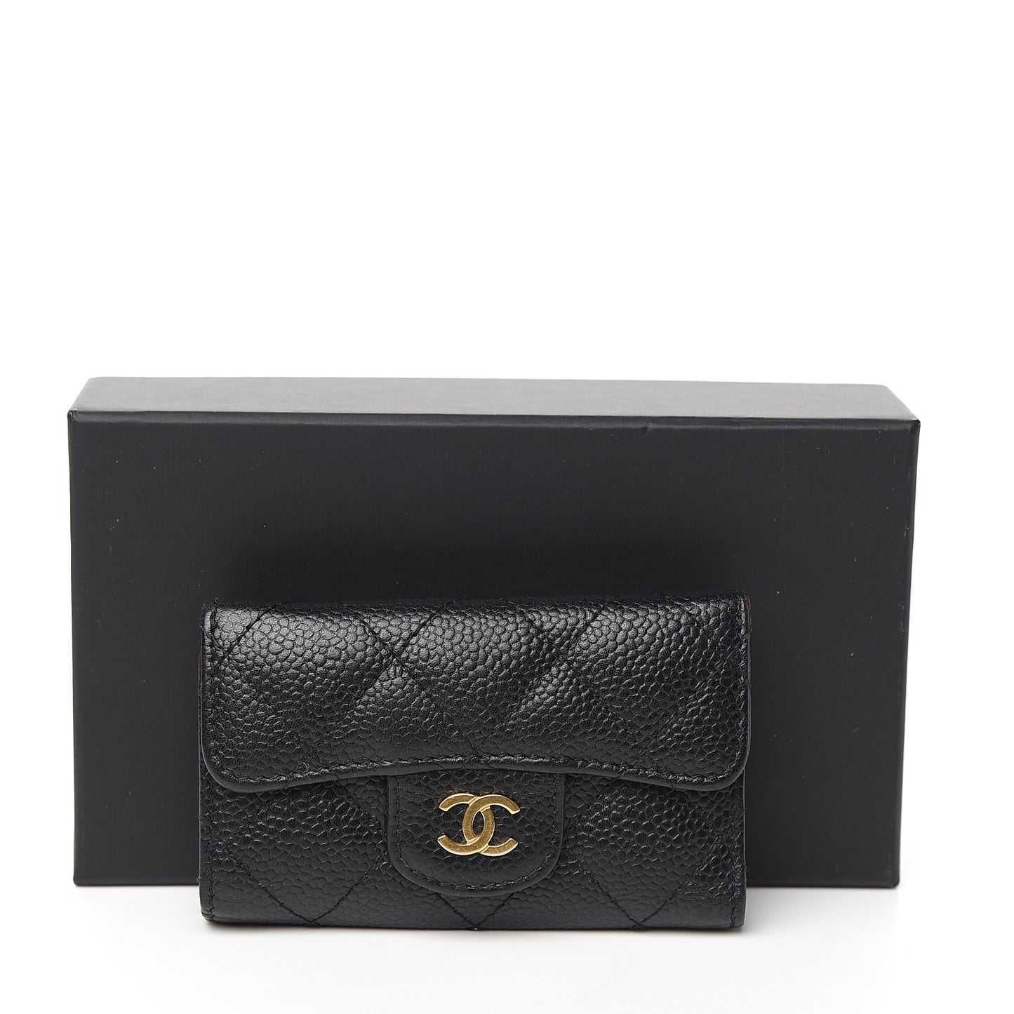 Caviar Quilted 6 Key Holder Black