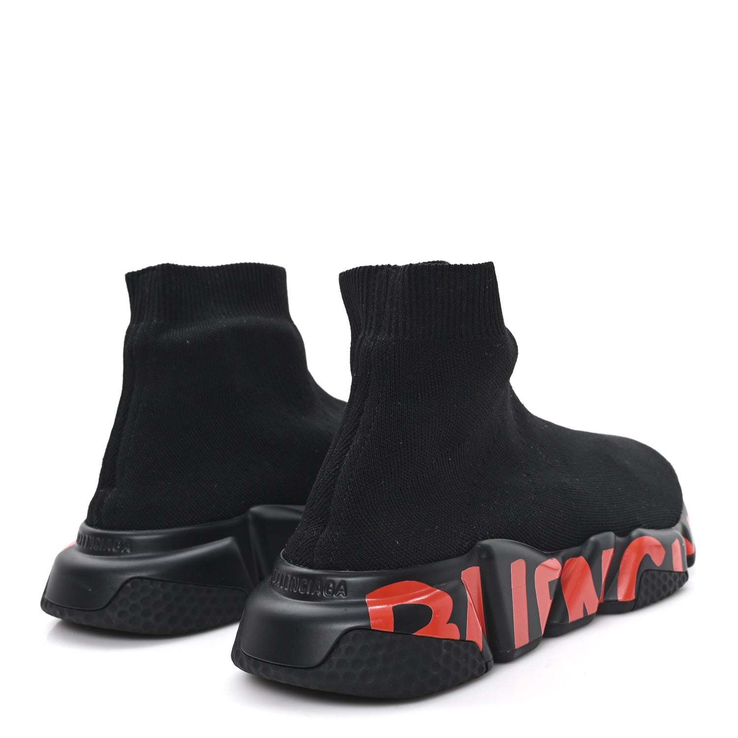 Balenciaga Neoprene Knit Womens Speed Graffiti Sneakers 40 Black Red 5 of 10