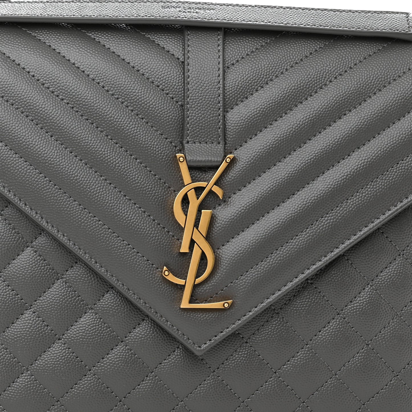 Grain De Poudre Textured Mixed Matelasse Large Triquilt Monogram Satchel Storm