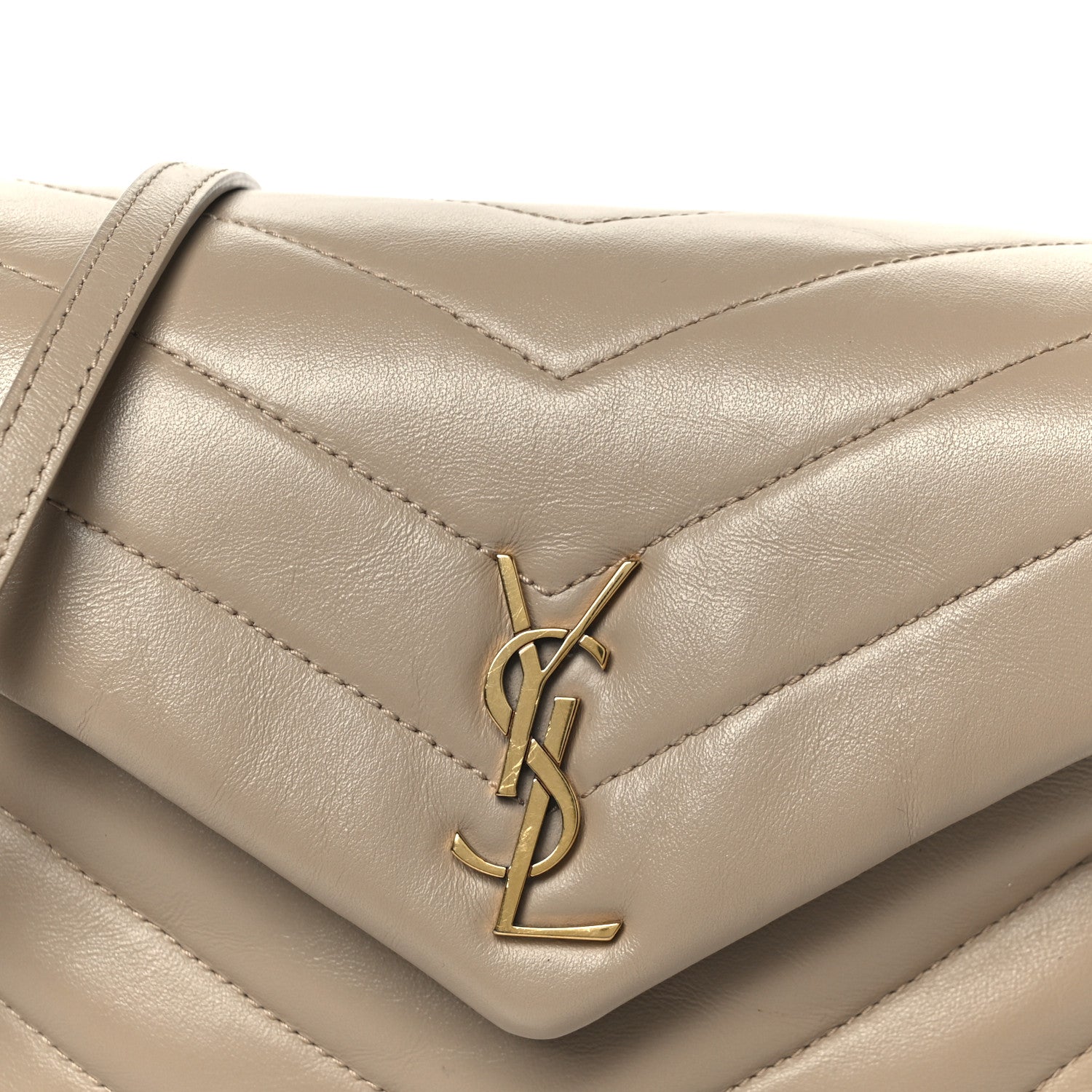 Saint Laurent Calfskin Y Quilted Monogram Toy Loulou Crossbody Bag Dark Beige 9 of 11