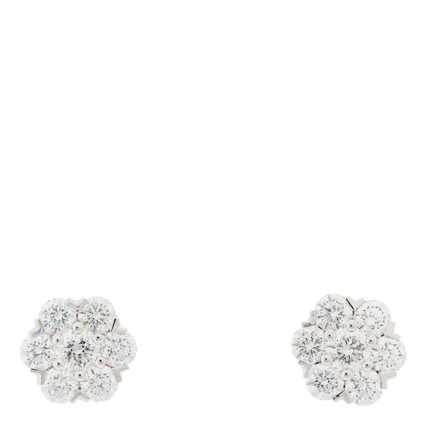 18K White Gold Diamond Fleurette Earrings