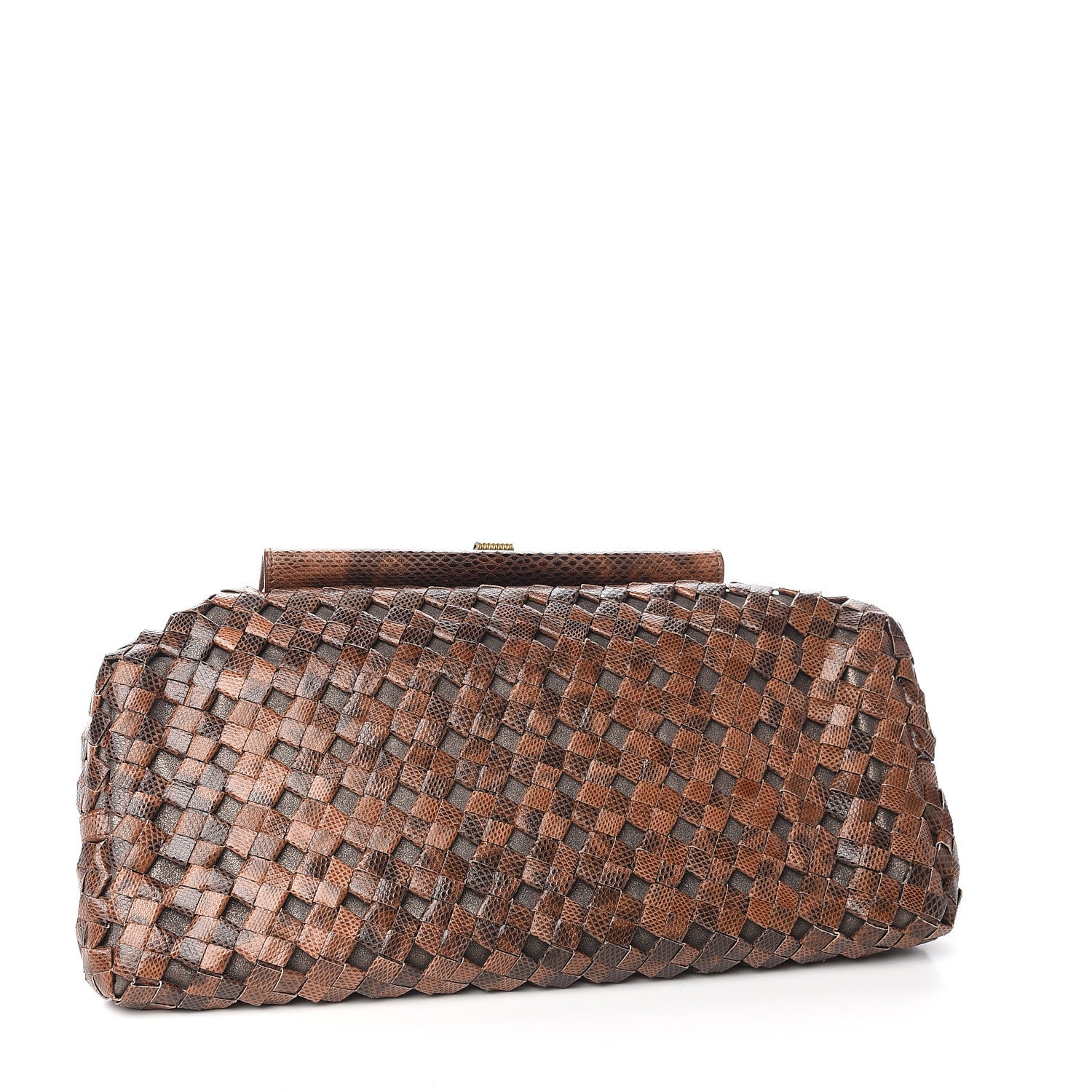 Bottega Veneta Woven Snakeskin Frame Bag Brown 4 of 10