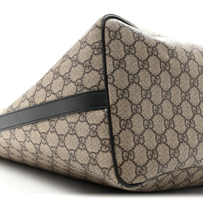 Gucci GG Supreme Monogram Web Large Zippered Tote Beige Black 9 of 11