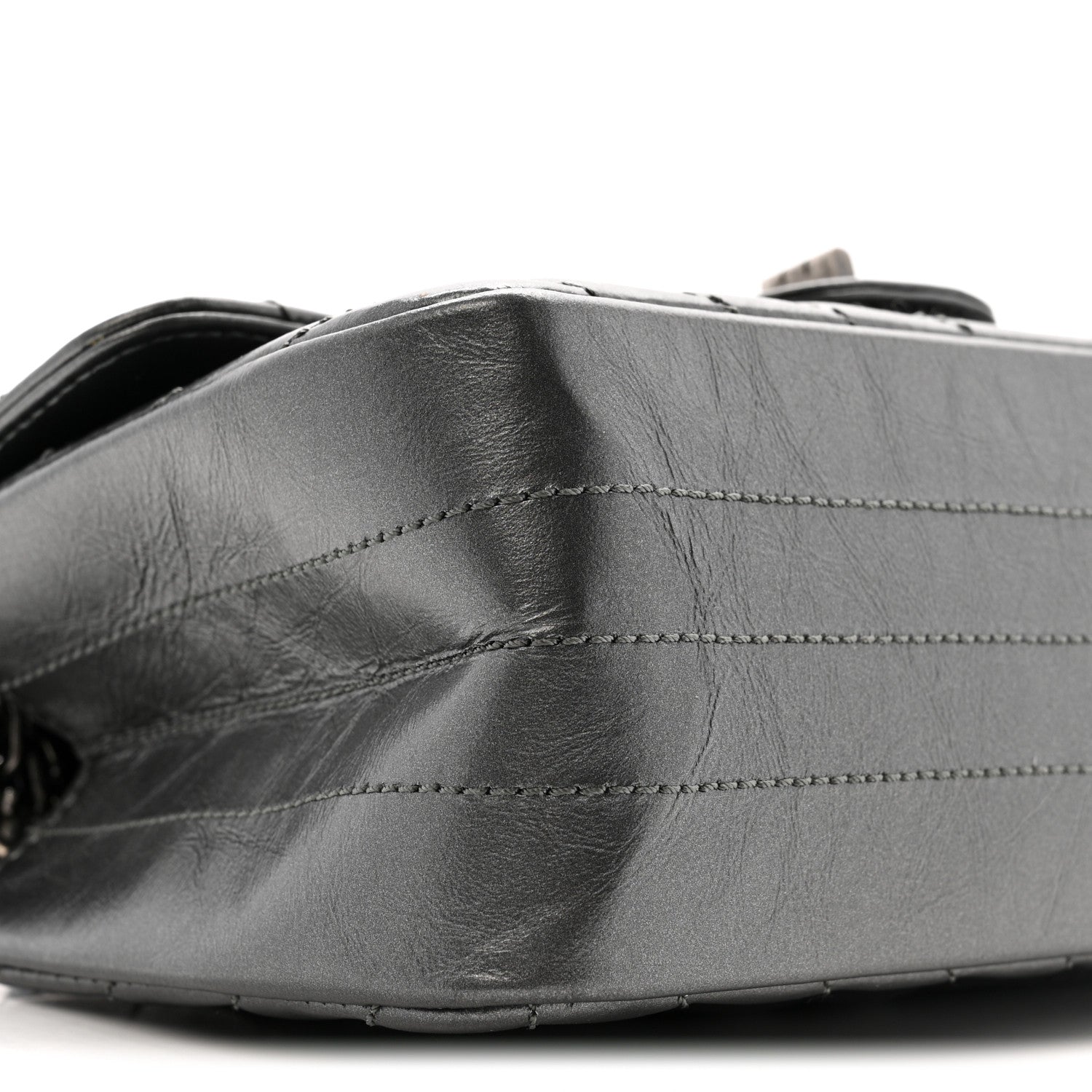Chanel Metallic Aged Calfskin Chevron Quilted 2.55 Reissue Mini Flap Grey 9 of 14