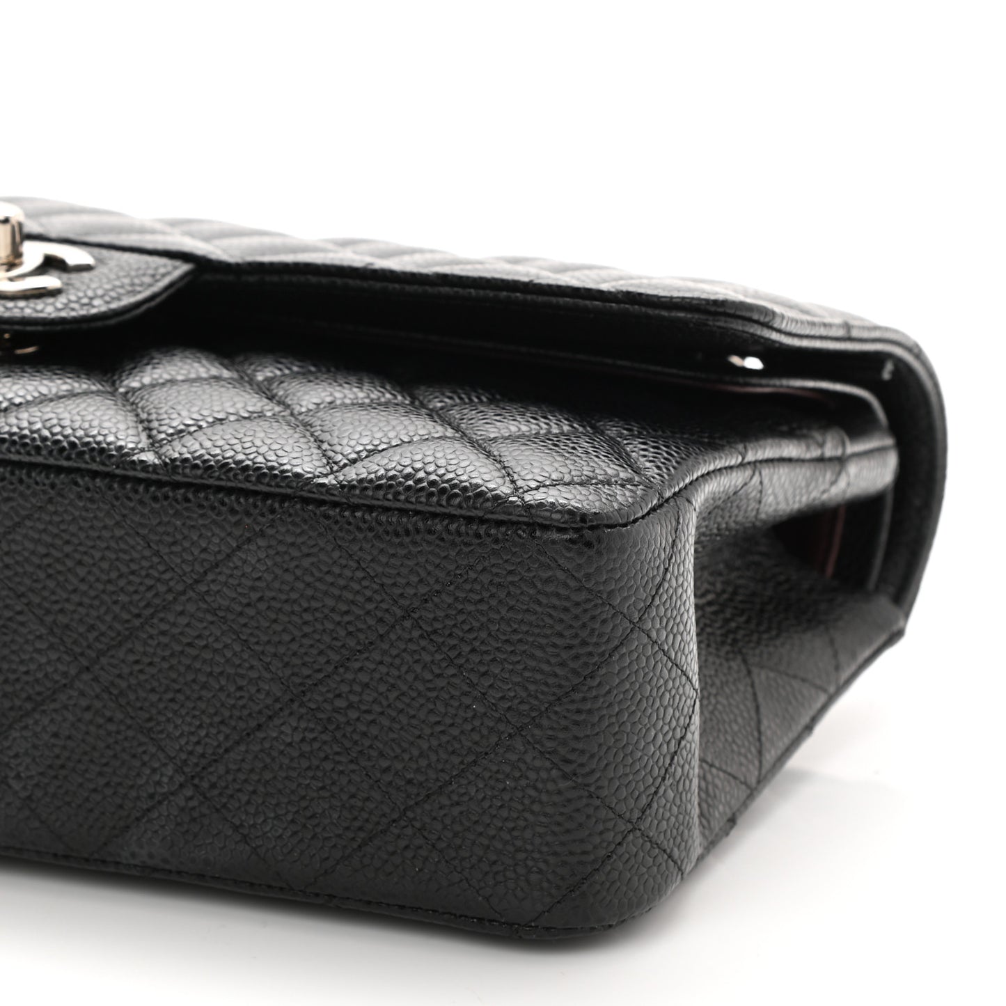 Caviar Quilted Medium Double Flap Black