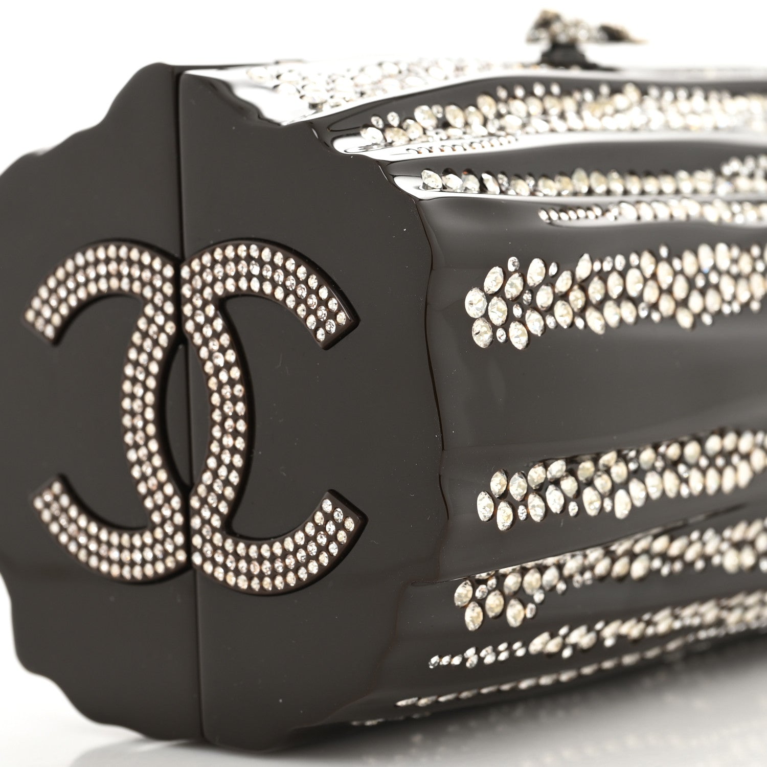 Chanel Plexiglass Strass Log CC Minaudiere Clutch Brown 1144404